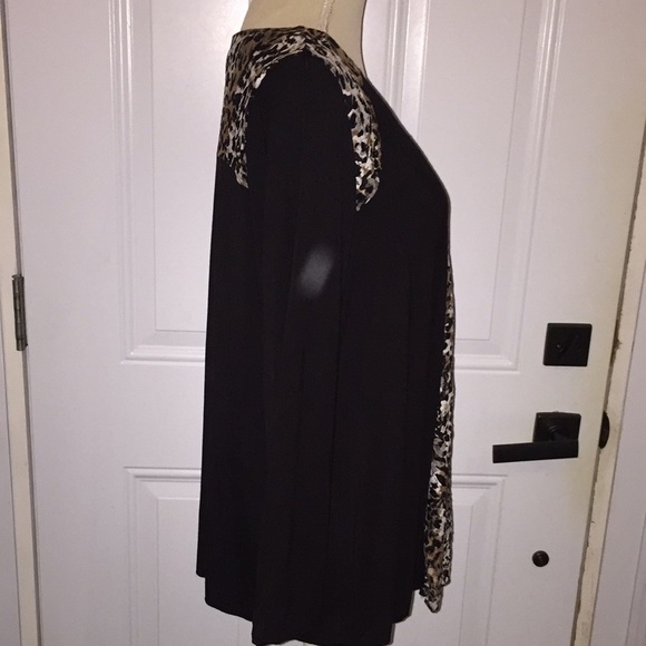 Allison Daley Ladies Long Sleeve Top Black Animal Print Lace Accents Size Large - Picture 6 of 9